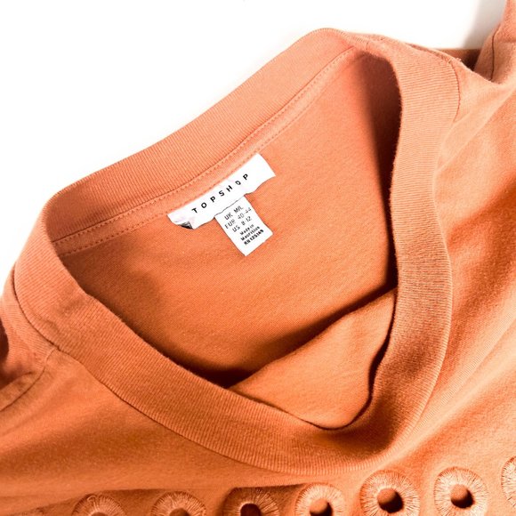 Topshop oversized broderie t-shirt dress / tunic top in rust color - Picture 8 of 9